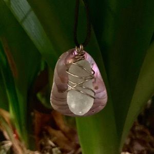 Sea glass and abalone necklace. NWOT
